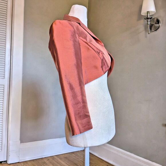 Vintage Y2K Adrianna Pink Silk Bolero Jacket Evening Fairy Cropped Size 4 - Picture 2 of 8